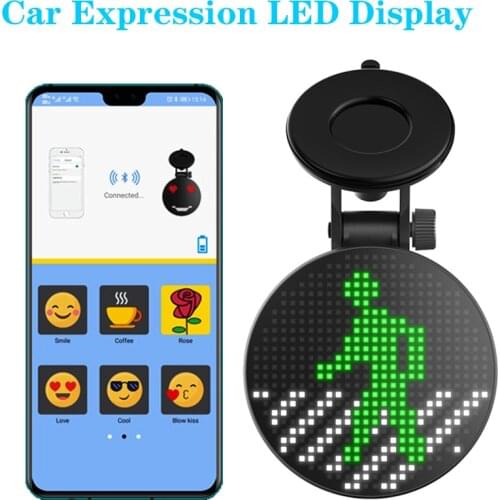 Wireless Car Sign Expression LED Funny Emotion Light Programmable Message Display Board APP Siri Accessories Fit For IOS Android