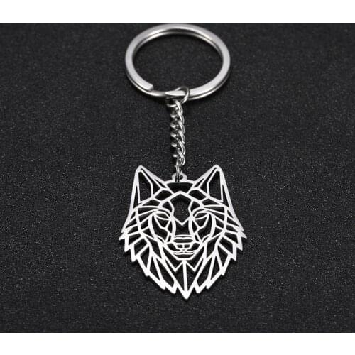 Skyrim Men Women Wolf Animal Round Charm Car Keychain Keyrings Stainless Steel Key Chains Holder Pendant For To Bag Gift