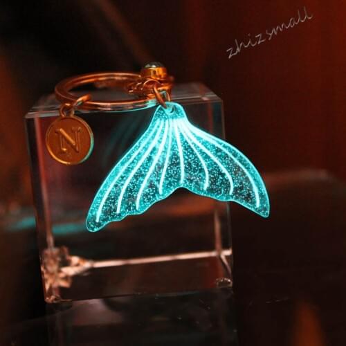 New Mermaid tail Fishtail Crystal bag Pendant keychain Glow In The Darkness Charming key chain Fashion Jewelry Mermaid A-N