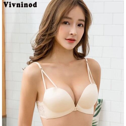 Seamless Beauty Back Sexy Bras For Women WireFree Underwear Front Closure Crop Top Push Up Lingerie Wire Free Brassiere 38AB Cup