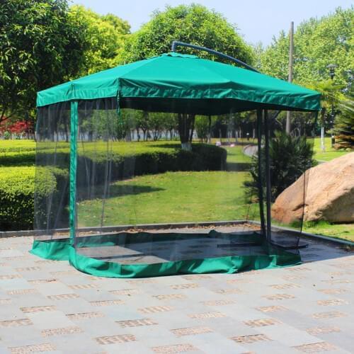 2.7 meter steel iron sun garden umbrella parasol patio outdoor furniture covers sunshade with 4 sides gauze
