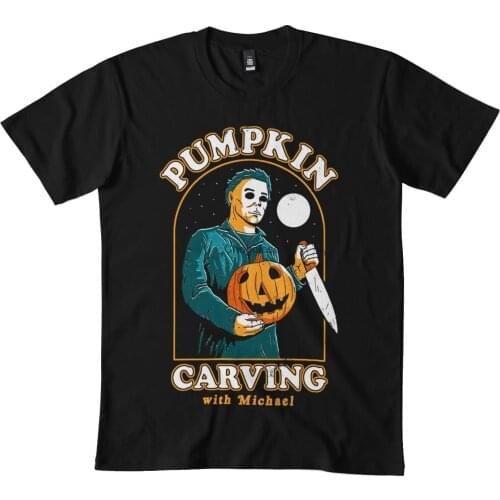 Pumpkin Carving with Michael Halloween DMN T-Shirt Hoodie Gift Black