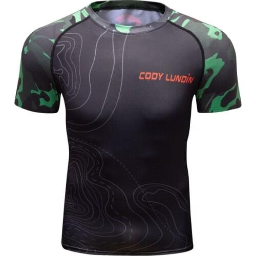 Cody Lundin Men Running Compression Jerseys Quick Dry Soccer Jersey Gym Tight Sportswear Breathable Short Sleeve Sport Shirt