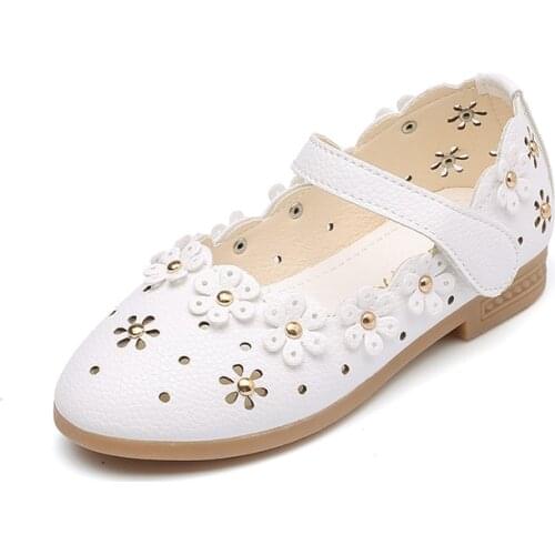 Baby Girls Toddler Shoes Kids Party Dance Shoes Girl Wedding Childrens Hollow Soft Sole Baby Flower Flats Single Shoes D663