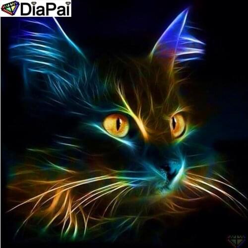 DiaPai 100% Full Square/Round Drill 5D DIY Diamond Painting "Glowing cat" Diamond Embroidery Cross Stitch 3D Decor A19363