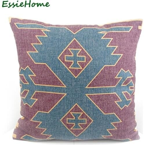 ESSIE HOME Dark Blue Digital Print Antique Cotton Linen Kilim Pattern Pattern Modern Decor Pillowcase Cushion Cover Throw Facto