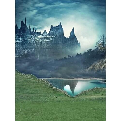 Fantasy castle fairy tale photo backgrounds vinyl natural lake photography backdrops for photo studio video taking props S-1850