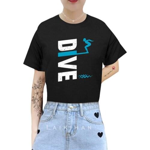 Diver Print T Shirt Women Harajuku Vogue Tshirt Short Sleeve Streetwear Ladies Graphic Summer Female T-shirt