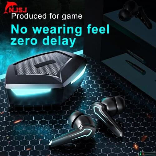 NJSJ Bluetooth 5.1 Gaming Earphone Bluetooth Earphone With HD Mic Bass Audio Sound Wireless Headset Music Headset