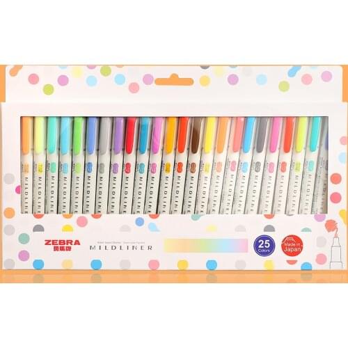 JIANWU 3pcs or 5pcs/set Japanese stationery zebra Mild liner double headed fluorescent pen hook pen color Mark pen cute