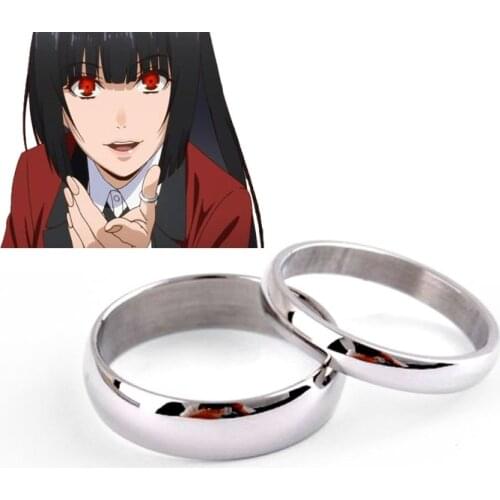 Anime Kakegurui Jabami Yumeko Ring Compulsive Gambler Cosplay Metal Man Woman Ring Accessories