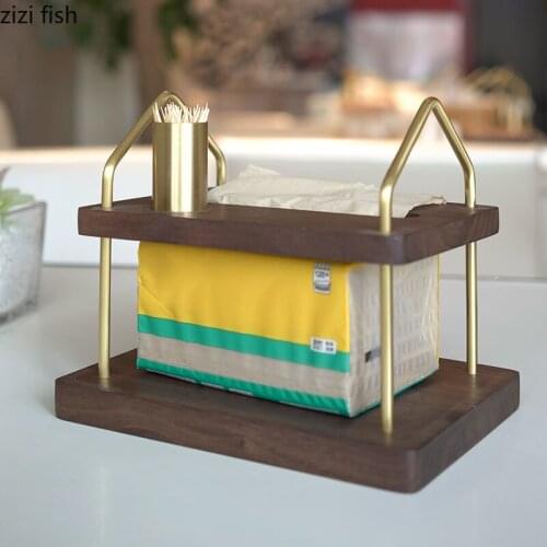 Creativity Walnut Wood Tissue Box Cover Car Tissue Storage Box Removable Tissue Box Dining Table Napkin Holder Paper Towel Case