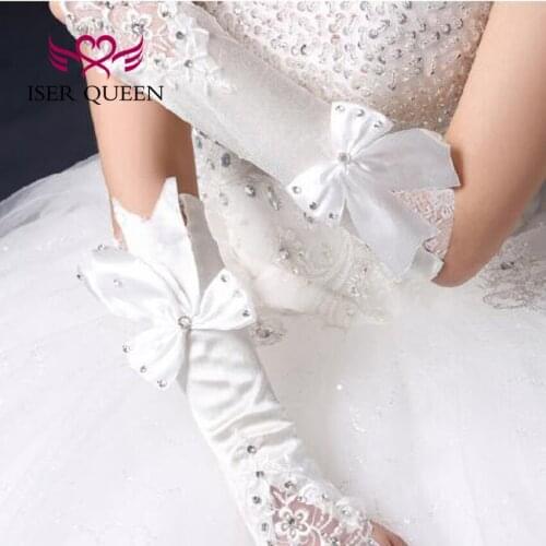 Lace With Beading Wedding Gloves Women Off White Color Free Size Elbow Length Wedding Accessories A8009