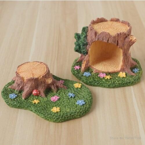 Cute pastoral tree hole resin mushroom stump grass stool desktop decoration small ornaments home accessories home decor