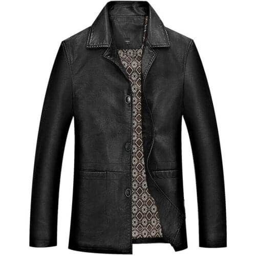 Mens leather jacket motorcycle coat men jackets lapel business casual clothes jaqueta de couro street fashion spring autumn 6XL