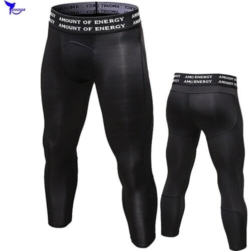 Mens Compression Capri Jogging Tights Gym Fitness Cropped Running Pants Quick Dry Stretch Bodybuilding Crossfit Leggings Clothes