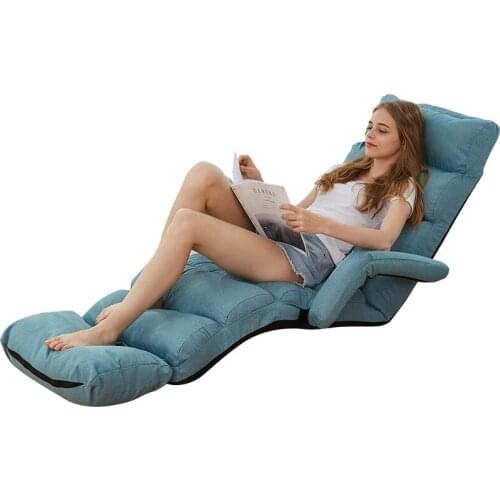 Floor Foldable Fabric Upholstered Chaise Lounge Living Room Furniture Lazy Sofa Daybed Sleeper Lounger Chair Stylish Couch Beds