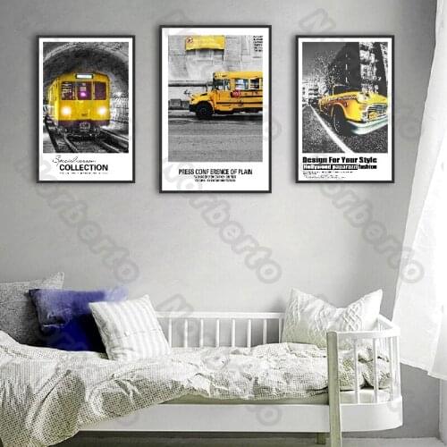 Nostalgic Style with Golden Train Canvas Painting Wall Poster Painting Picture for Living Room Bedroom Wall Decoration