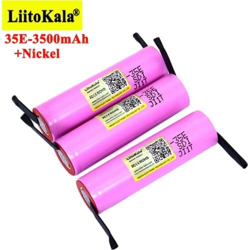 1-20PCS Liitokala INR18650 35E Original 18650 Lithium Battery 3500mAh 3.7V 25A High Power for Electric tools + Nickel Belt
