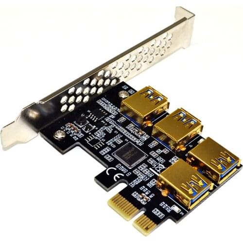 PCI-E to PCI-E Adapter 1 Turn 4 PCI-Express Slot Riser USB 3.0 PCI-E Express 1x to 16x Riser Card Adapter For BTC Miner Mining