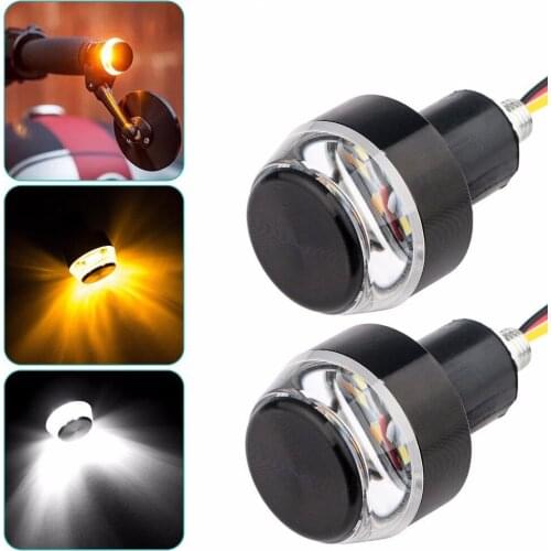 12V CNC Turn Signals Motorcycle LED Handle Bar End Blinker for 22mm Handlebar Signal Light Flashing for Handle Bar