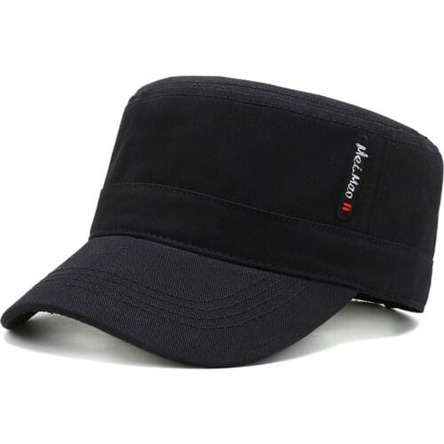 Adjustable Flat Top Cap Solid Brim Army Cadet Style Military Hat Baseball Cap Sun Visor Military Trucker Hat