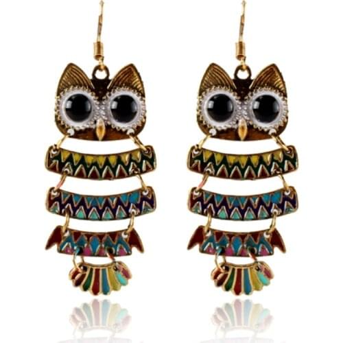 Most Popular Jewelry Accessories Animal Drop Owl Pendant Statement Long Hanging Owl Earrings for Women 2021 New Trend
