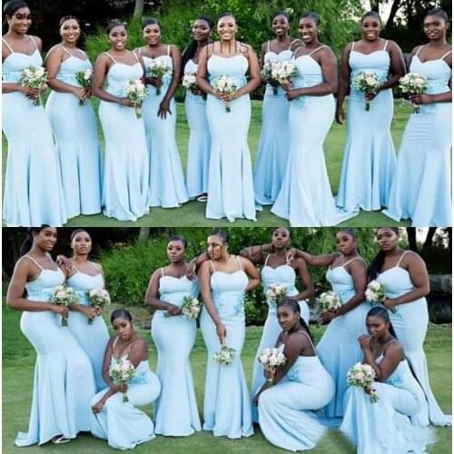 Spring Summer Mermaid Bridesmaid Dresses Spaghetti Straps Maid of Honor Wedding Guest Gowns Custom Made Plus Size Available