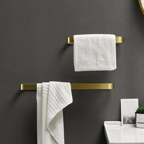 Bathroom Towel Holder Wall Mounted Towel Hanger Brushed Gold Towel Rack Storage Rack Shelf 30cm/40cm/50cm Bathroom Accessories