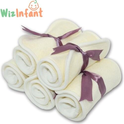 WizInfant Bamboo cotton Bamboo fiber Diaper Insert, Diaper pad for all One size Diaper cover, Pocket diaper,35 cm x 13 cm