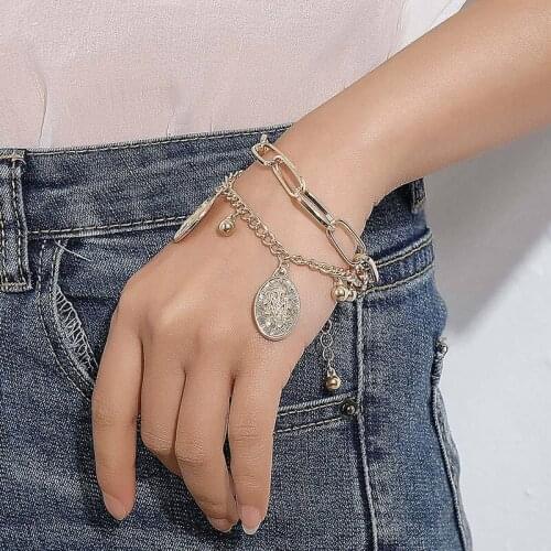 Vintage Religious Style Jesus Figure Thick Chains Bracelets for Women Temperament Alloy Geometric Bracelet Party Jewelry YN1955