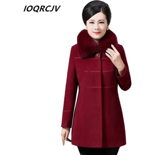2018 Winter Womens Fur Collar Woolen Jackets Coats Female Casual Slim Long Sleeve Outerwear Plus Size Femininos L-5XL S63