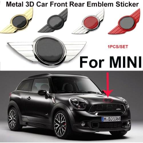 1pcs 12cm*5cm(4cm) Metal 3D Car Emblem Stickers Car Front Head Hood Bonnet Rear Tail Decal For MINI CABRIO WORKS Car Styling