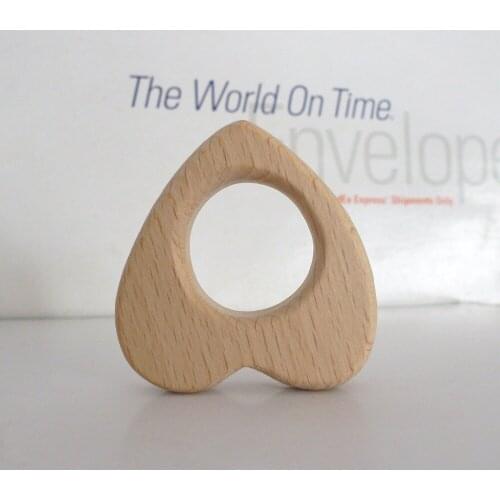 10PCS HEART Handmade Natural Newborn Beech Wooden Teether Toys