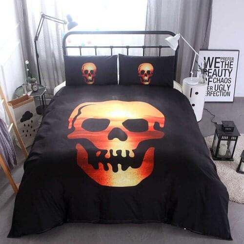 3D Skull Gothic Style Dead Fire Quilt Cover Skeleton Duvet Covers Bedding Set SKull duvet cover queen king bed linen new 3pc