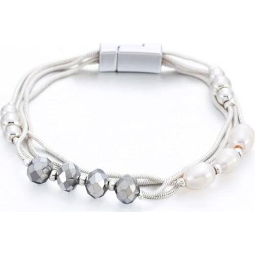 ORNAPEADIA Bracelet for Women Jewelry Womens Elegant Hair Exquisite Pearl Magnetic Buckle Bracelet Generation