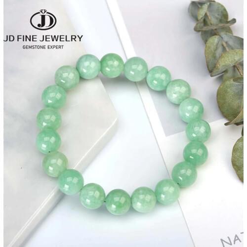 JD Natural Myanmar Green Jade Bracelet 6/8/10MM Beads Temperament Jewelry Gems Accessories Gifts Wholesale Bracelet Bangle