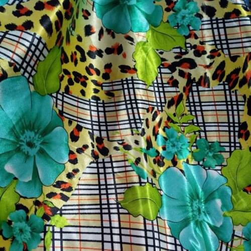 Flower satin fabric leopard checo Craft glossy craft fabric soft tissue tilda DIY scarf ribbon decoration fabric