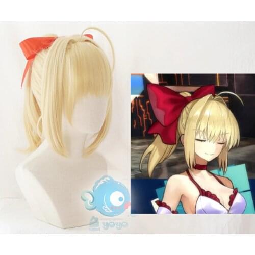Fate/EXTRA Nero Wig Fate Grand Order Cosplay Wig Synthetic Golden Heat Resistant Hair Fate Stay Night Cosplay Hair + Wig Cap
