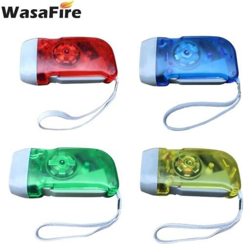 WasaFire 3 Led Hand Pressing Dynamo Crank Power Flashlight Mini Outdoor Camping Emergency Lamp Portable Hand-cranked Torch