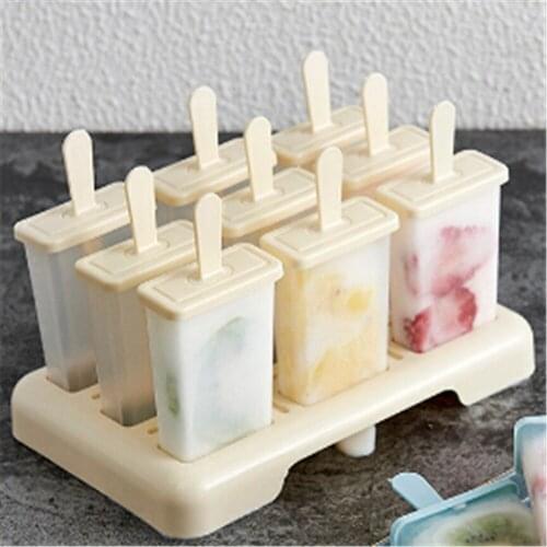 Hot 9 Grid DIY Popsicle Classic Ice Cream Tube Makers Mold Tray Frozen Ice Cube Lolly Mould Kitchen Cooking Tools Popsicle Molds