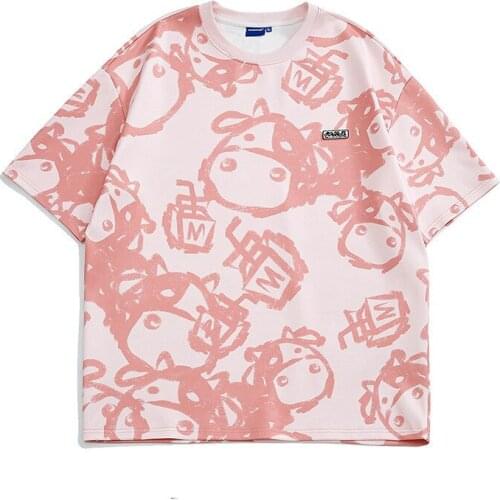 Hip Hop Tops tees Shirt Monkey Print cotton short sleeve loose Men's Harajuku T shirt Casual Summer Punk Tshirt Streetwear