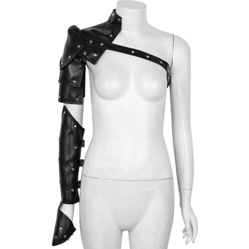 Gothic Steampunk Shoulder Armors Costume Party Cosplay Decor Adjustable PU Leather Shoulder Arm Strap Harness Belt for Women Men