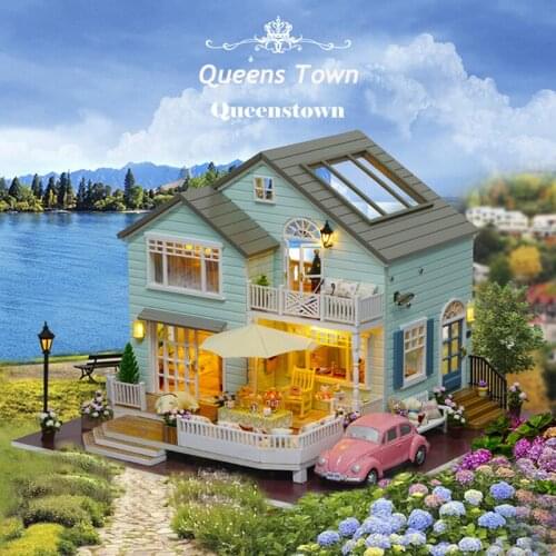 DIY Doll House Miniature Dollhouse KIT With Furnitures Wooden House Cherry Blossom Toys For Children Birthday Gift Girl BOY