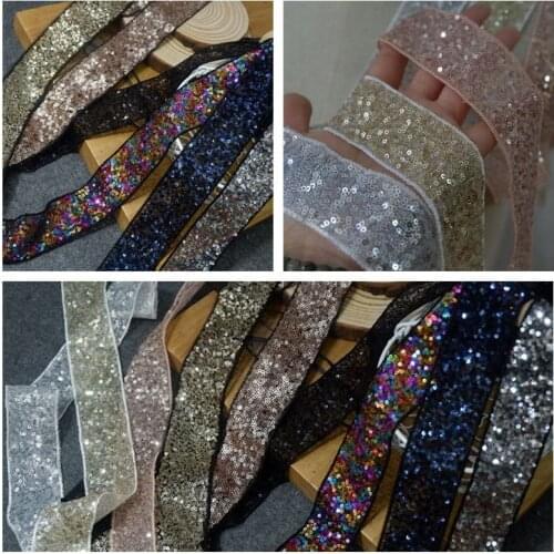 5Yard/Lot 4CM Wide Lace Trim Net Yarn Sequined Ribbon DIY Handmade Bow Hair Wedding Dress Hairpin Fabric Belt Material