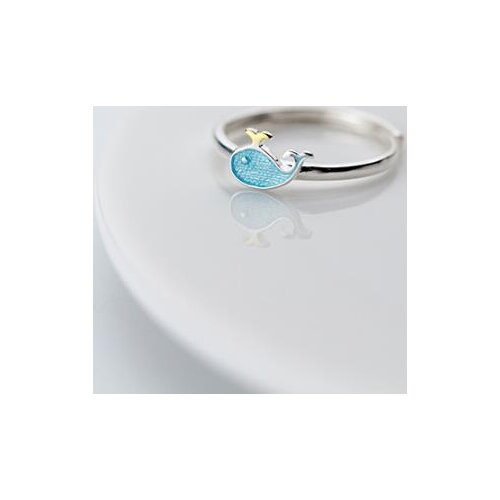 1pc 100% Authentic REAL.925 Sterling Silver Fine Jewelry Blue Whale Dophine Sea Animal Ring GTLJ1420