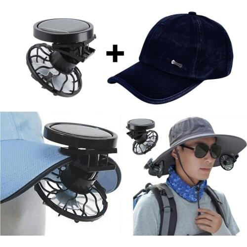 Clip-on Cap Mini Solar Fan with Baseball Cap for Indoor Outdoor Portable E