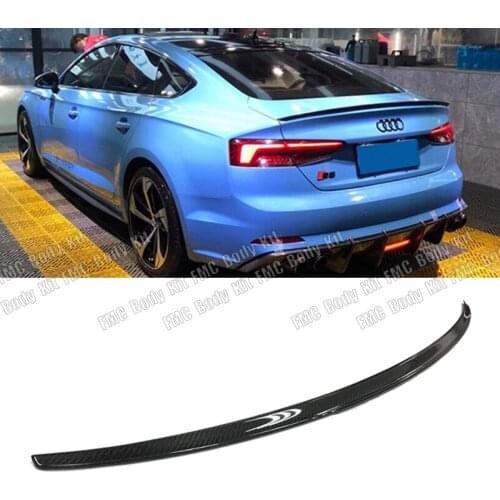 Real Carbon Fiber Rear Tail Wing Trunk Lip Spoiler For Audi A5 S5 Sline RS5 B9 Coupe Sportback 2017 2018 2019 2020