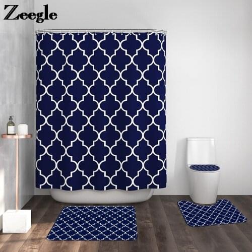 Non-slip Bathroom Set Bath Carpet Rug Bath Mat and Shower Curtain Set Shower Room Foot Mat Absorbent Toilet Rugs