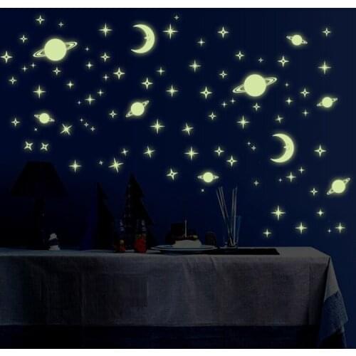 New Universe Starry Sky Creative Star of the World Moon luminous fluorescent PVC Wall Stickers Home Decor Mural Decal